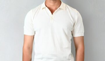 Polo Ajusté Col Boutonné En Maille Uni – Ecru