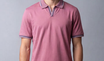 Polo Ajusté À Col Ouvert En Coton – Fuchsia