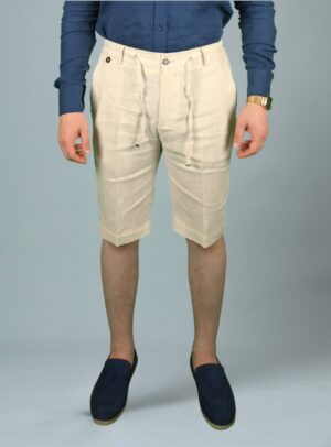 Bermuda Ajusté En Lin - Beige