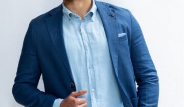 Veste En Lin Ajustée – Bleu
