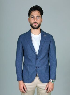 Veste En Lin Décontractée Slim Fit - Bleu