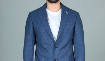 Veste En Lin Décontractée Slim Fit – Bleu