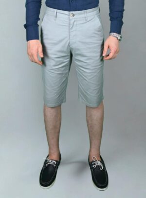 Bermuda Ajusté En Coton Doux - Gris Clair