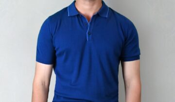 Polo Ajusté Col Boutonné En Maille Uni – Bleu Royal