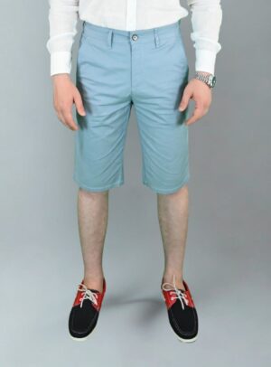 Bermuda Ajusté En Coton Doux - Bleu