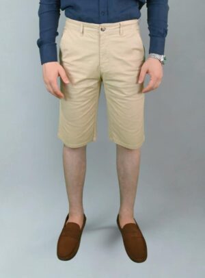 Bermuda Ajusté En Coton Doux - Beige
