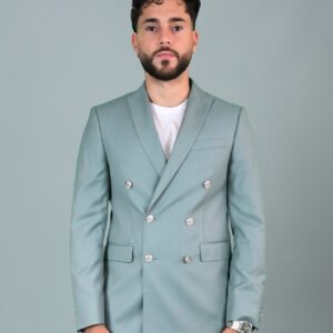 Blazer Croisé Uni Ajusté - Vert Clair