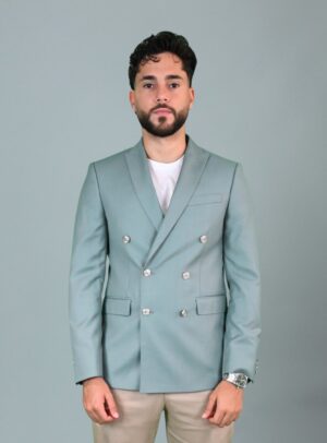 Blazer Croisé Uni Ajusté - Vert Clair