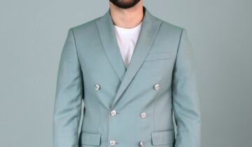 Blazer Croisé Uni Ajusté – Vert Clair