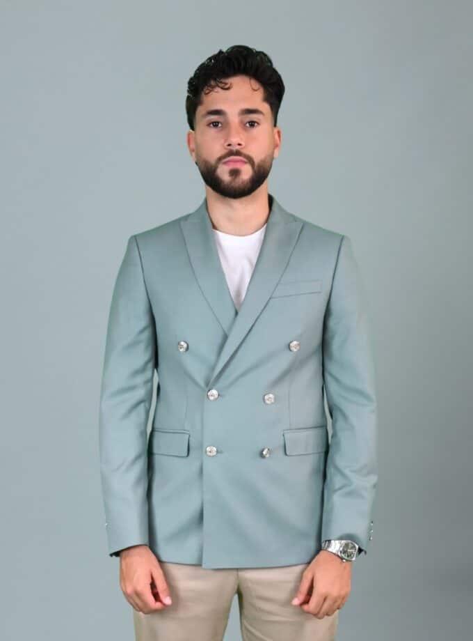 blazer croisé uni ajusté – vert clair