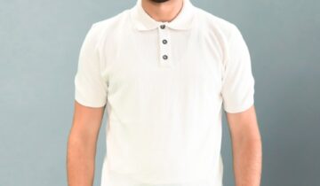 Polo Ajusté à Col Boutonné en Maille Texturé – Ecru