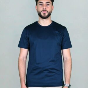 T-shirt Uni Fil D’Écosse Mercerisé - Bleu Marine