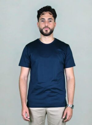 T-shirt Uni Fil D’Écosse Mercerisé - Bleu Marine