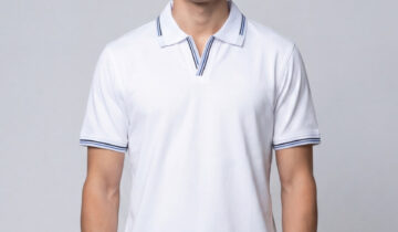 Polo Ajusté À Col Ouvert En Coton – Blanc