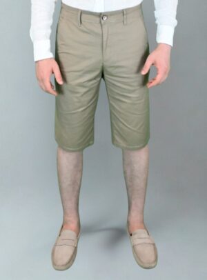 Bermuda Ajusté En Coton Doux - Khaki