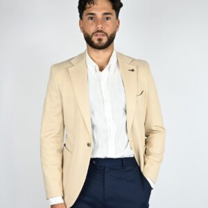Veste Slim Fit Uni En Coton - Beige