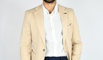 Veste Slim Fit Uni En Coton – Beige