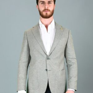 Veste En Lin Décontractée Slim Fit - Vert