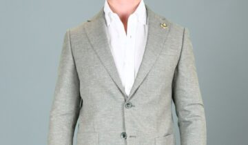Veste En Lin Décontractée Slim Fit – Vert