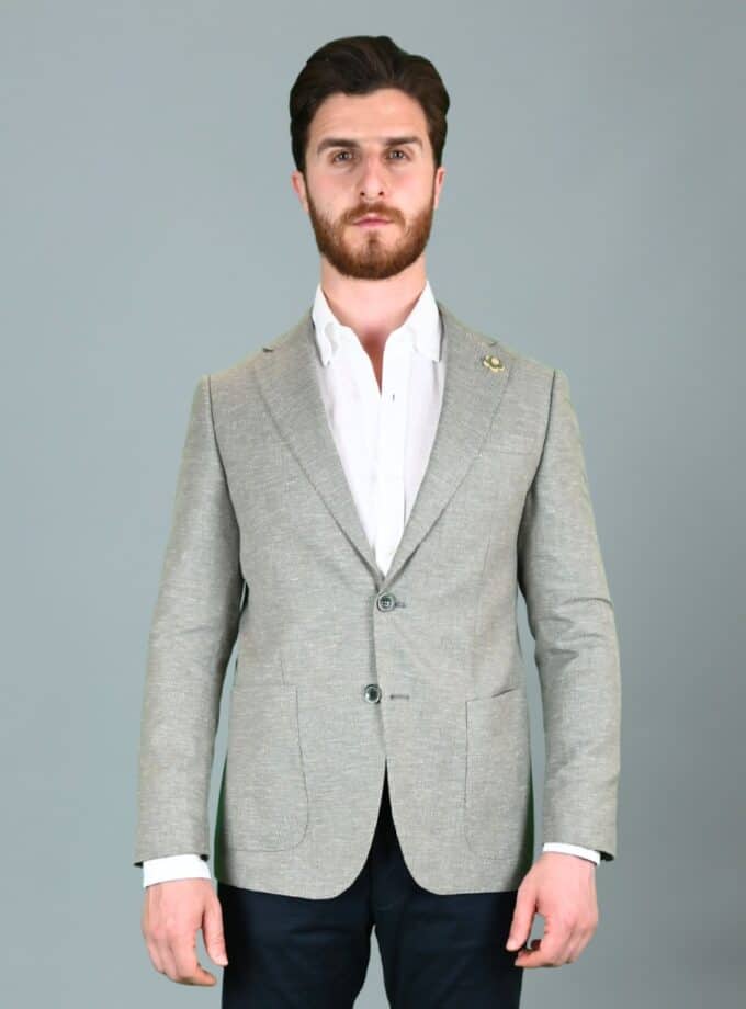 veste en lin décontractée slim fit – vert