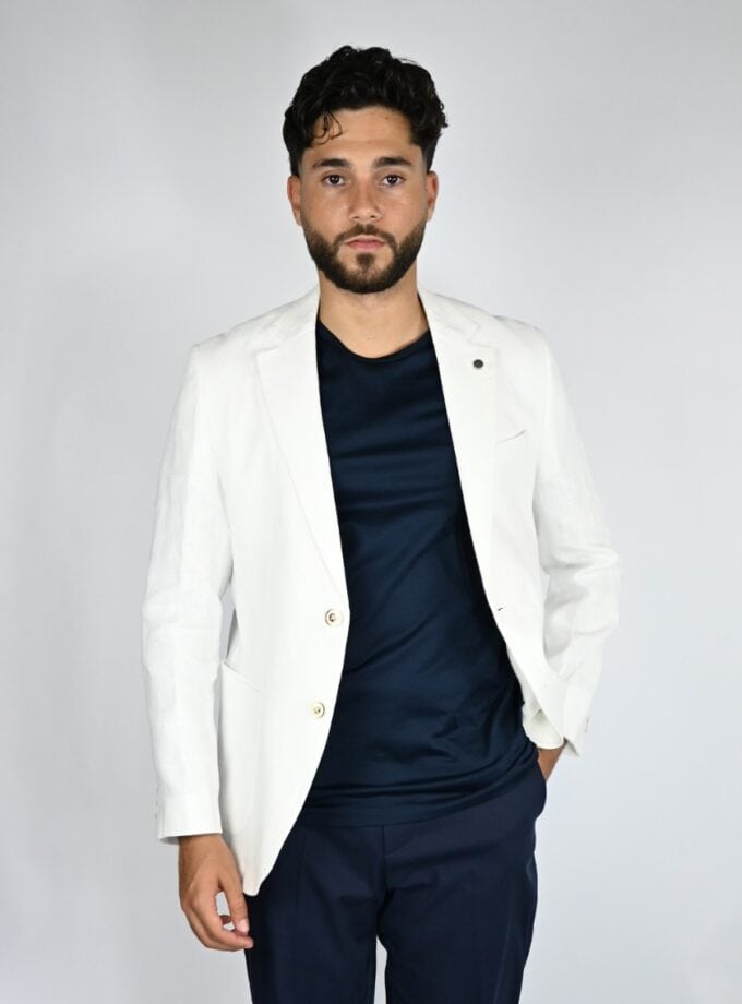 veste en lin ajustée – blanc