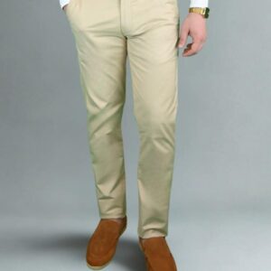 Pantalon Ajusté Toile En Coton - Beige