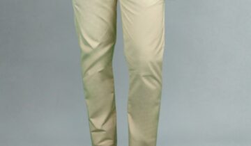 Pantalon Ajusté Toile En Coton – Beige