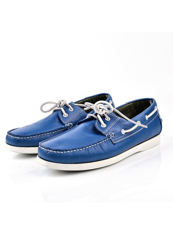 Mocassin Bateau Avec Lacet - Bleu Ciel