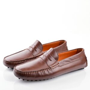 Mocassin À Picot En Cuir - Marron