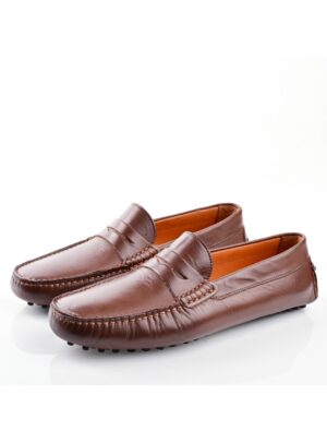 Mocassin À Picot En Cuir - Marron