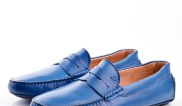 Mocassin En Cuir – Bleu Ciel