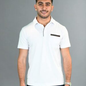 Polo Ajusté À Poche Passepoilée - Blanc