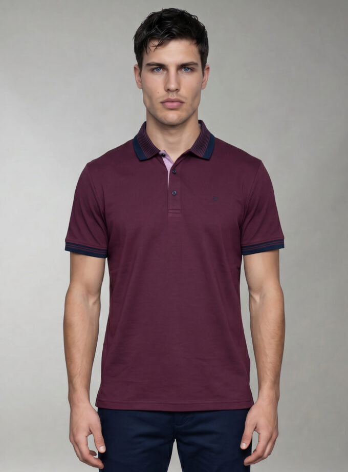 Polo Décontracté À Col Boutonné En Coton - Bordeaux