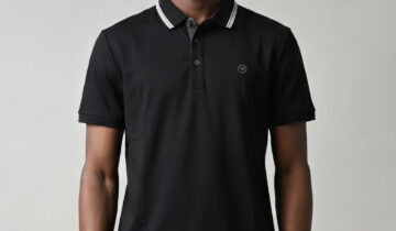 Polo Décontracté À Col Boutonné En Coton – Noir