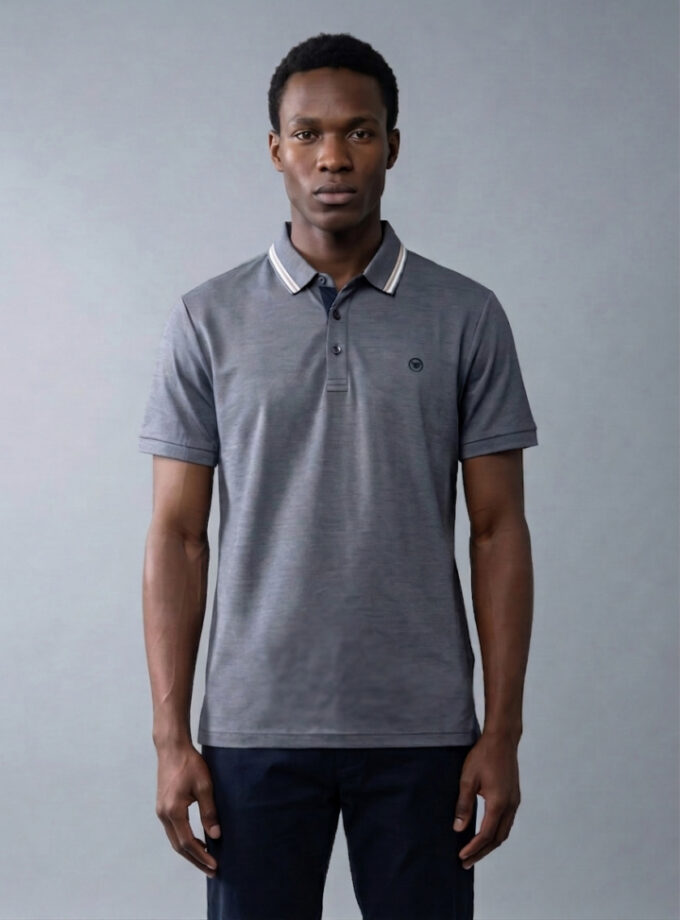 Polo Décontracté À Col Boutonné En Coton - Bleu Marine