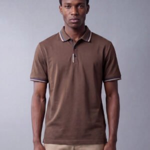 Polo Ajusté À Col Boutonné En Coton - Marron