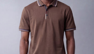 Polo Ajusté À Col Boutonné En Coton – Marron