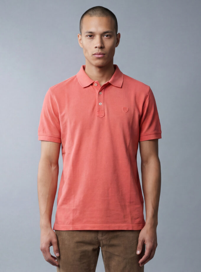 Polo Ajusté À Col Boutonné En Coton - Fuchsia