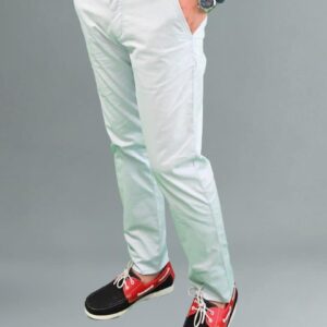 Pantalon Ajusté Toile En Coton - Bleu Ciel