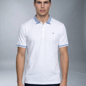 Polo Décontracté À Col Boutonné En Coton - Blanc