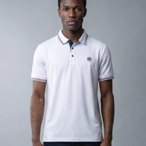 Polo Décontracté À Col Boutonné En Coton - Blanc