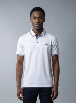 Polo Décontracté À Col Boutonné En Coton - Blanc