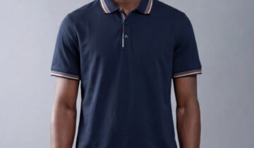 Polo Ajusté À Col Boutonné En Coton – Bleu Marine
