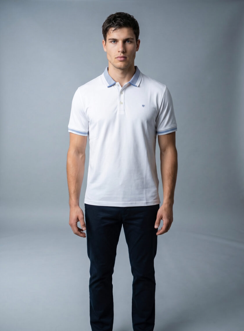 Polo Décontracté À Col Boutonné En Coton - Blanc – Image 2