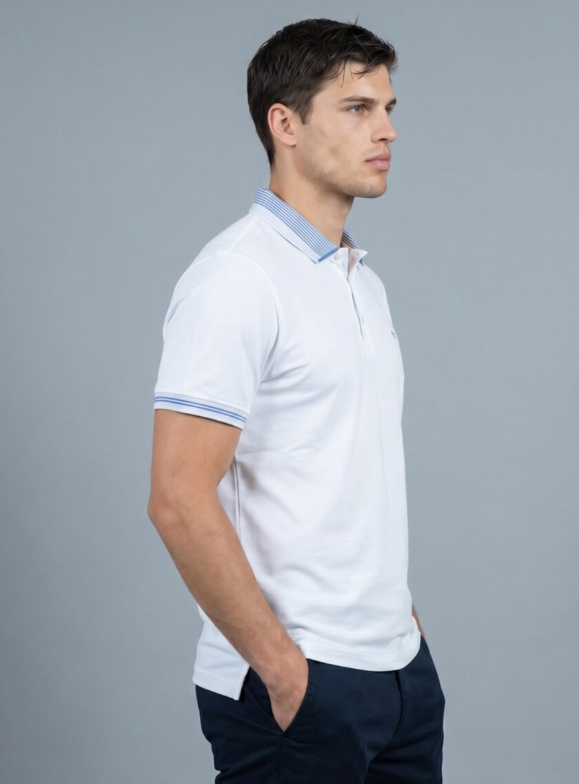 Polo Décontracté À Col Boutonné En Coton - Blanc – Image 4
