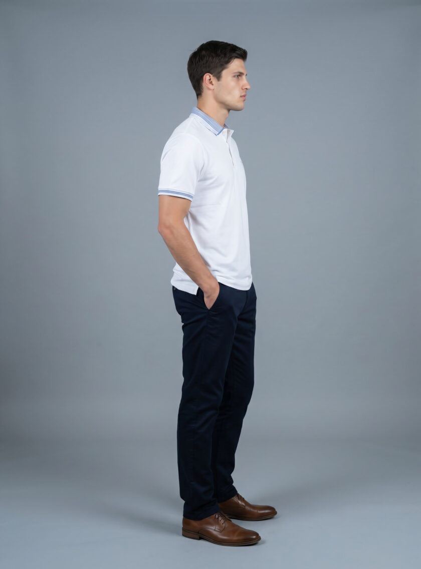 Polo Décontracté À Col Boutonné En Coton - Blanc – Image 5