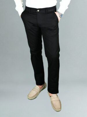 Pantalon Ajusté Toile En Coton - Noir