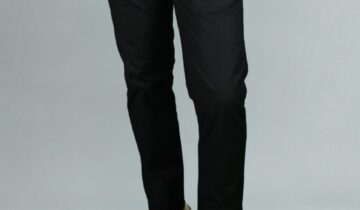 Pantalon Ajusté Toile En Coton – Noir