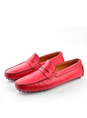 Mocassin À Picot En Cuir - Rouge