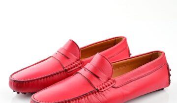 Mocassin À Picot En Cuir – Rouge